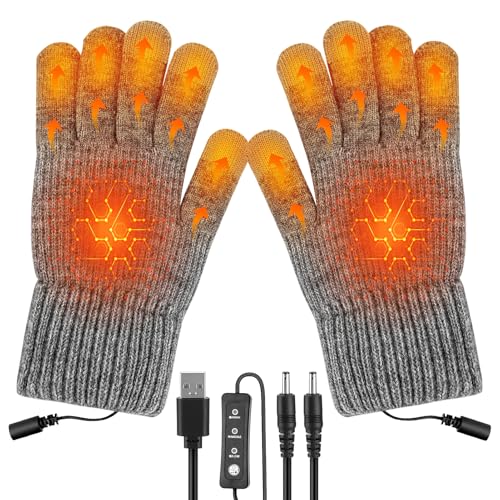 aytop beheizte handschuhe usb vollfinger winterhandschuhe für damen und herren, grau