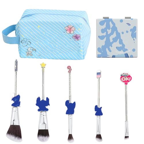 winric make-up tasche 7-teilig kosmetikset reise kulturbeutel schminkpinsel blau