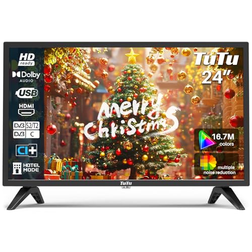 tutu 24 zoll hd led fernseher mit triple tuner usb media player hdmi vga hotelmodus