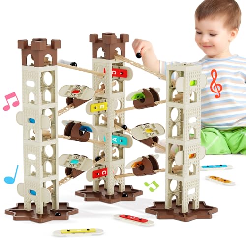 fygurso musik murmelbahn bausteine für kinder, stem spielzeug ab 6 jahren