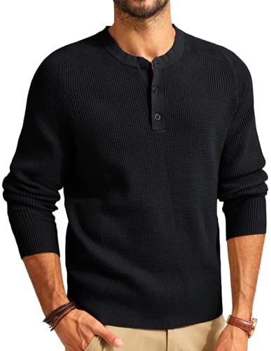 pullover herren schwarz rundhals strickpullover henley shirt feinstrick m