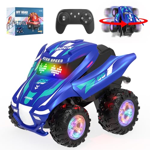 ferngesteuertes auto ITEFDTUTNE mit spray, licht & musik, all terrain drift stunt car, geschenk für mädchen 6-12 jahre (blau)