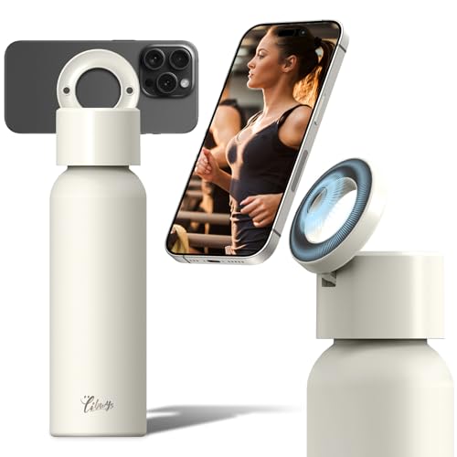 LIBWYS thermosflasche edelstahl 750ml mit magnetischem ständer isoliert auslaufsicher sport yoga reisen weiß