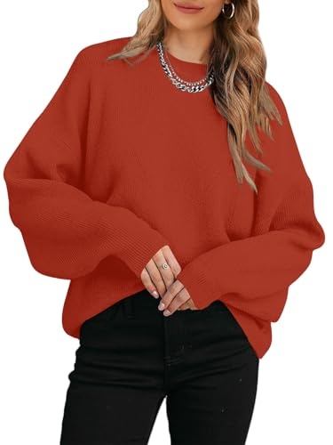 imily bela pullover damen oversized rundhals langarm fledermaus strick rotwein, s