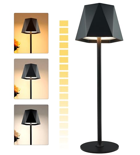 Produktbild: vegawumen led tischleuchte kabellos, akku, touch control, 3 farbtemperaturen, schwarz