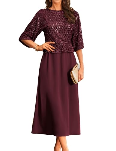chiffon kleid rot a-linie glitzer dehnbar damen cocktailkleid tanzabend -3