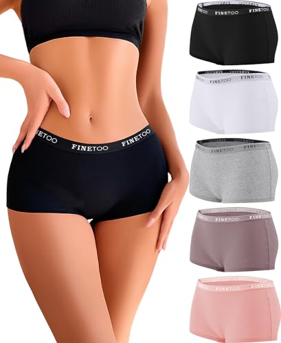 finetoo boxershorts damen 5er pack baumwolle atmungsaktive slips hipster s-xl