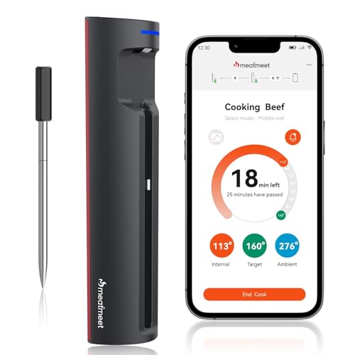 meatmeet pro fleischthermometer WLAN Bluetooth, app, wasserdicht, kabellos für grill, bbq, küche