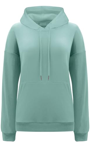 cindeyar hoodie damen kapuzenpullover winter einfarbig casual sweatshirt hellgrün,S