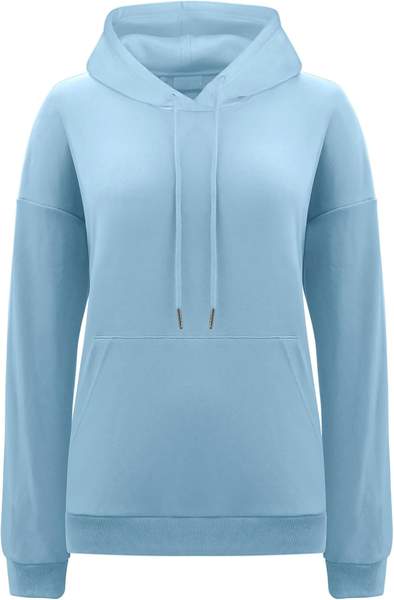 Cindeyar Hoodie Damen Winter Einfarbig Kapuzenpullover Casual Sweatshirt Blau, Größe M