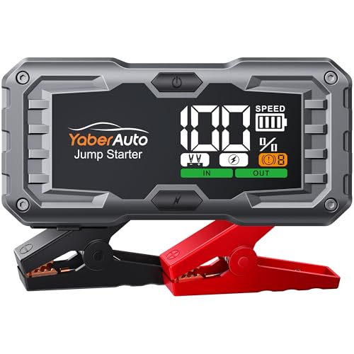 yaberAuto starthilfe powerbank 4000A 21800mAh für 10L benzin 9L dieselmotor 12V mit lcd display