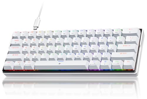 kemove k61se gaming tastatur 60% mechanisch mit blauen switches rgb beleuchtung, weiß