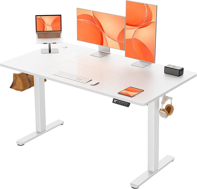 ergear höhenverstellbarer schreibtisch 140x70 cm mit 4 memory-funktion und tischplatte
