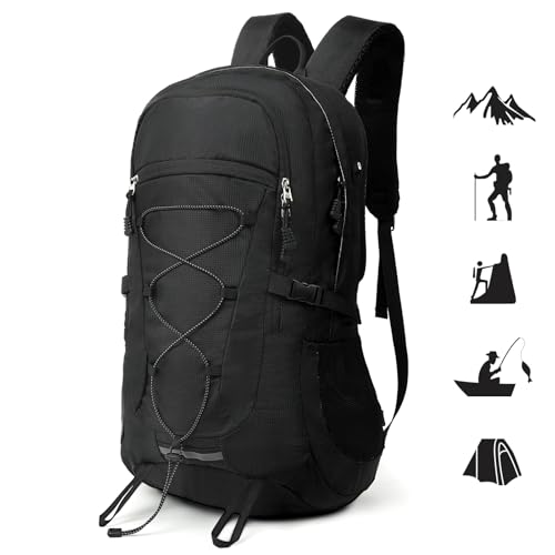 TAN.TOMI wanderrucksack 45l leicht trekkingrucksack für herren und damen, schwarz