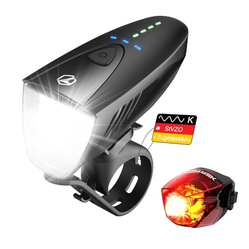 toptrek fahrradlicht set 100 lux, usb aufladbare led beleuchtung, stvzo zulässig, ipx5 wasserdicht