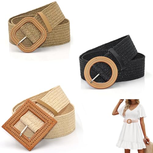 yqbftc strechgürtel 3 stück damen, taillengürtel bohogürtel, weicher geflochtener gürtel