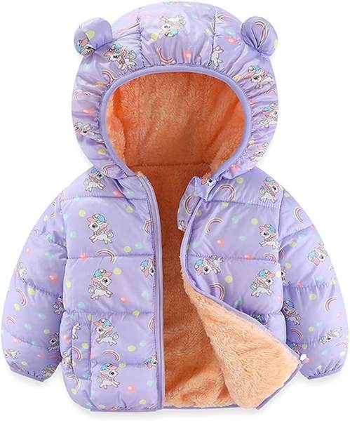 Winterjacke Kinder 2-3 Jahre lila, winddicht, Kapuze, Fleece, Reißverschluss