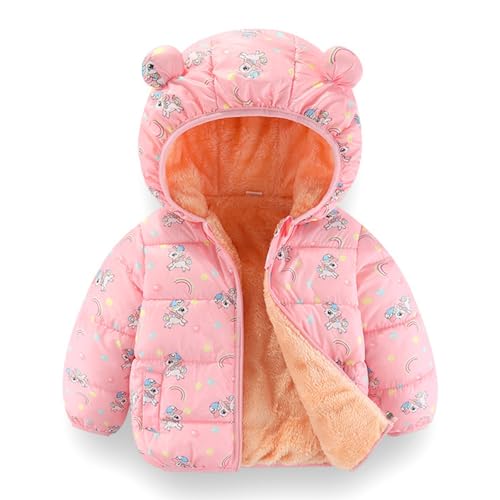 jiAmy baby winterjacke kapuze winddicht warm fleece mantel rosa 18-24 monate