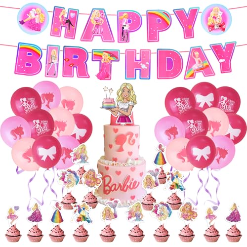 barbie luftballons set 38 teilig geburtstag mädchen dekoration prinzessin party