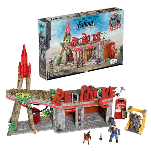 fallout red rocket bauspielzeug-set von mega mit 2 actionfiguren, 824 teile