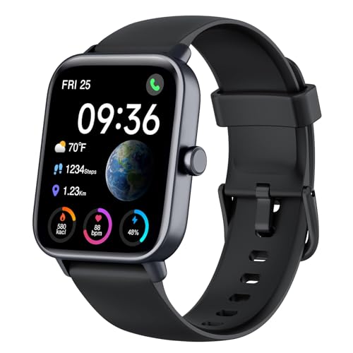 smartwatch mit telefonfunktion, alexa, fitnessuhr, wasserdicht, herzfrequenz, schlafmonitor, 1,8" display, iOS/Android - schwarz