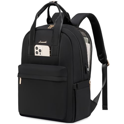 lovevook rucksack damen laptop rucksack groß wasserdicht schulrucksack für schüler, schwarz, 15,6 zoll