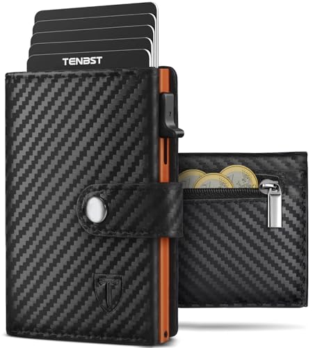tenbst geldbörse herren slim wallet mit münzfach und RFID schutz schwarz-orange