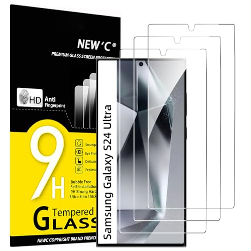 Produktbild: new'c tempered glass für samsung s24 ultra, 3er pack, 9h härte, ultra klar