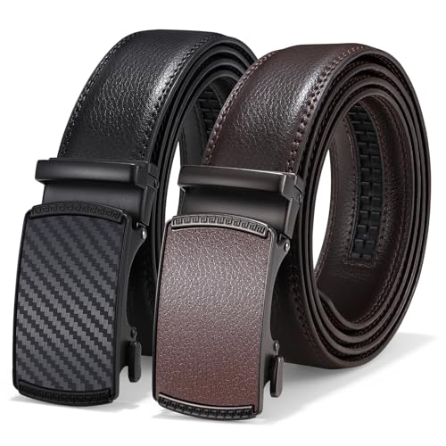 leacoolkey herren ledergürtel 2er set mit automatik 3,5 cm für business und casual