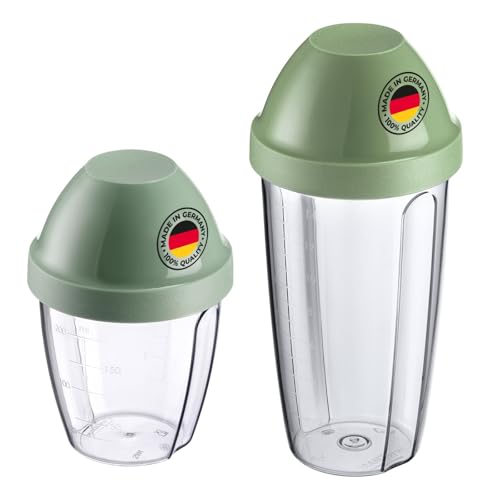 Produktbild: westmark mix- und schüttelbecher shaker mit mixscheibe, 0,5 l und 0,25 l, bpa-frei, transparent mint-grün