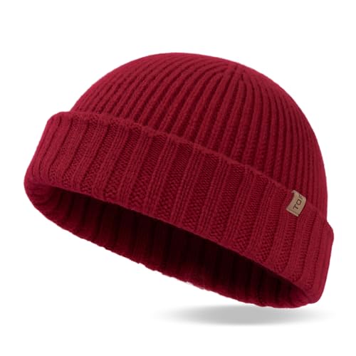 100% Merino Wolle Fisherman Beanie XL/XXL Herren Damen Strickmütze Wintermütze