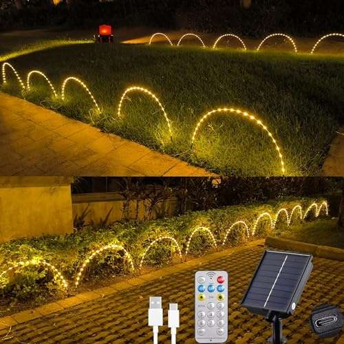 tacobey solarleuchten für außen, 5er set led rohrleuchten wasserdicht warmweiß