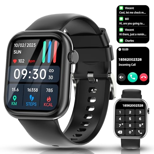 smartwatch mit telefonfunktion, 1,83 hd touchscreen, fitness tracker, herzfrequenz, schlafmonitor, für iOS Android