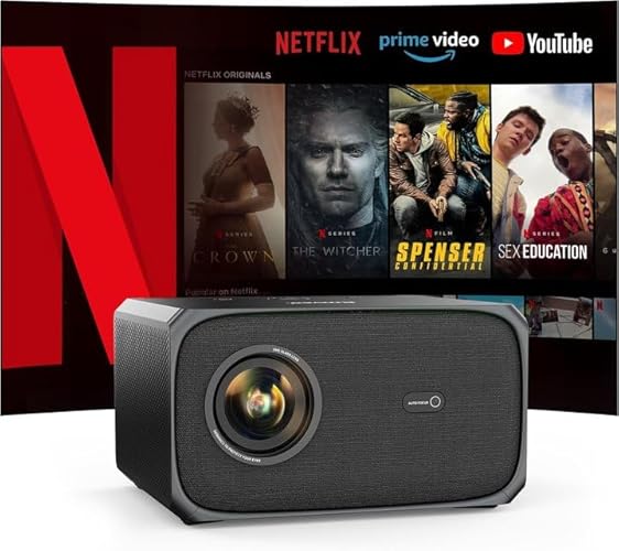 beamer 4K mit netflix, dolby audio, jimveo, 26000LM, 800ANSI, wifi6, bluetooth, hdmi, usb