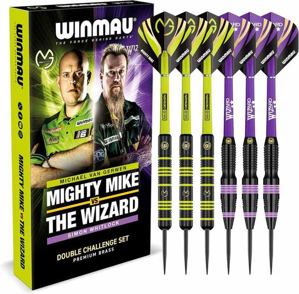 Winmau MvG vs. Simon Whitlock Doppelset 6 Steeldarts 22g Messing inkl. Flights