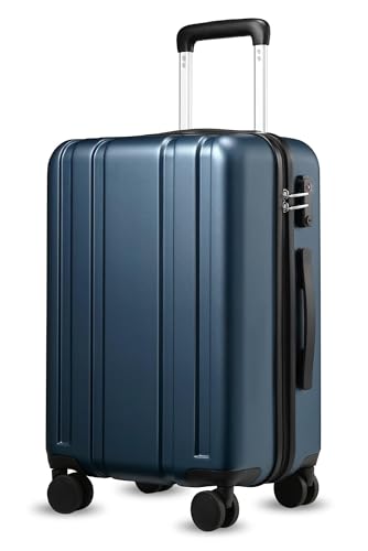 yoetey handgepäck koffer mit rollen, 56x36x24 cm, PC hartschale, blau, TSA Schloss