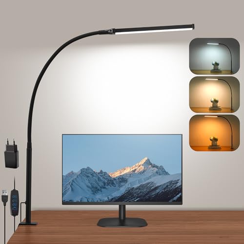 Produktbild: led clamp lamp dimmable 3 farben 10 helligkeitsstufen augenfreundlich schwarz