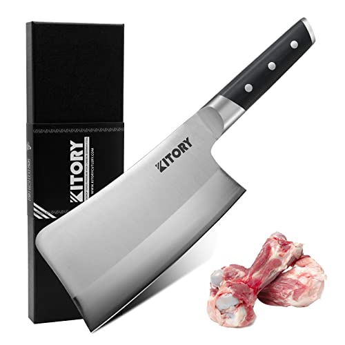 Produktbild: hackmesser 18 cm klinge, kitory chinesisches küchenmesser edelstahl, pakkawood griff