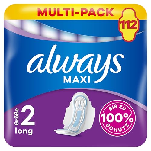 Produktbild: always maxi long sanitary pads mit flügeln größe 2, 14 einzeln verpackt