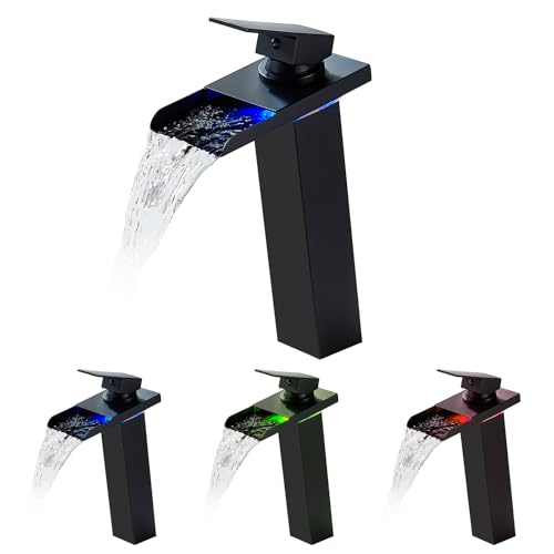 keokbon wasserfall waschtischarmatur led wasserhahn einhebelmischer edelstahl 304 3 farben