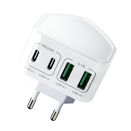 usb c ladegerät, zexrow 40 w 4 port, usb a und c schnellladegerät für iphone, samsung