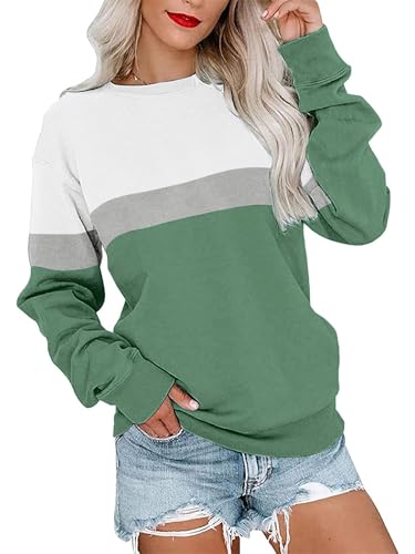 cindeyar damen sweatshirt langarm pullover rundhals farbblock ohne kapuze winter top