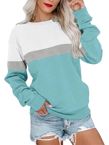 cindeyar damen sweatshirt langarm pullover rundhals farbblock ohne kapuze winter tops