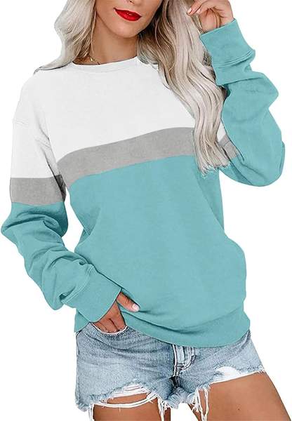 cindeyar damen sweatshirt elegant pullover langarm farbblock longsleeve winter shirt