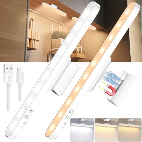 daphomeu led unterbauleuchte küche wiederaufladbar kabellos 2 stück, touch dimmbar, magnetfuß