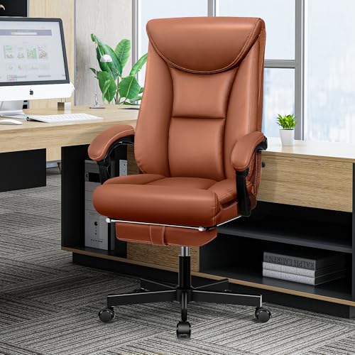 dochair executive chair ergonomisch, breiter bürostuhl mit fußstütze, braun