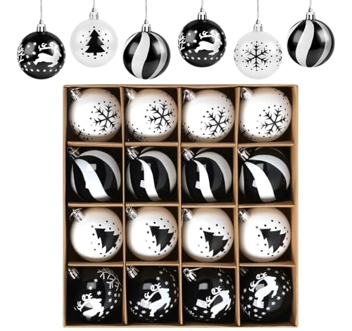 Weihnachtskugeln 16er-Set 6cm, ilauke Mattrote Christbaumkugeln Elfen-Magie