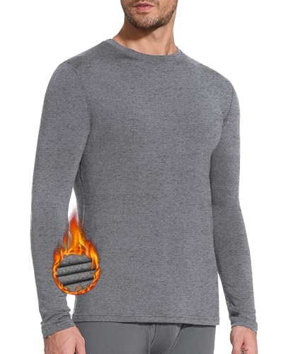 sihohan thermounterwäsche herren langarm innenfleece thermohemd dunkelgrau, xl