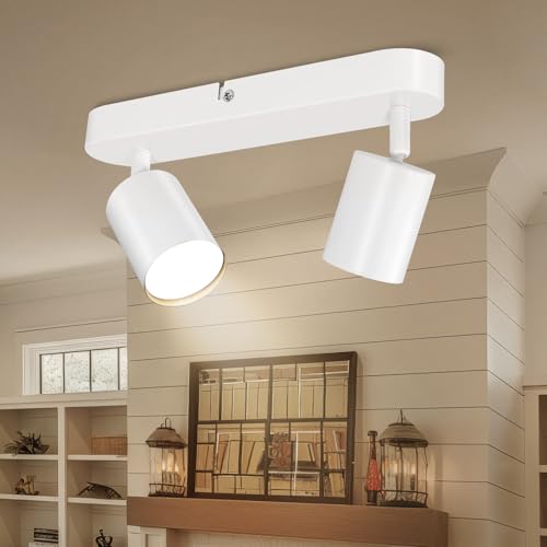 ketom led deckenleuchte 2 glühbirnen modern schwenkbar mattweiß gu10 für küche schlafzimmer wohnzimmer