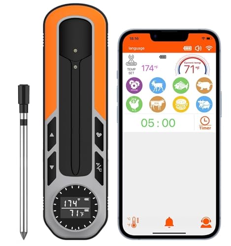 fleischthermometer kabellos 150m bluetooth grillthermometer mit display, ladeschale
